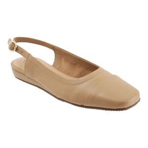 Softwalk Womens Vittoria Slingback Leather Nude Flat Comfort Shoes Size 8 Wide